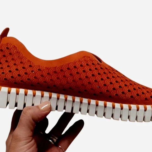 Ilse Jacobsen Orange Perforated Slip-On Flats - Picture 3 of 8